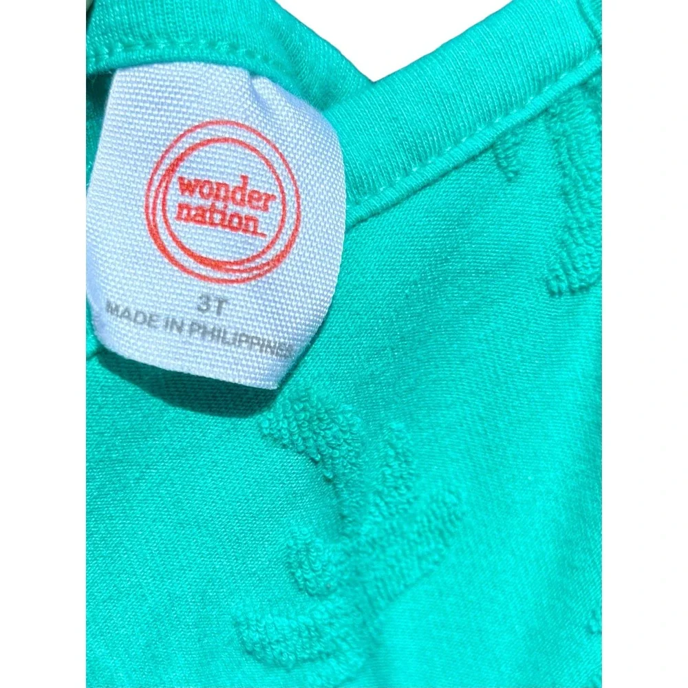 Terry Cloth‎ Sundress Kids 3T Teal Palm Tree Cutout Pocket EXCELLENT CONDITION